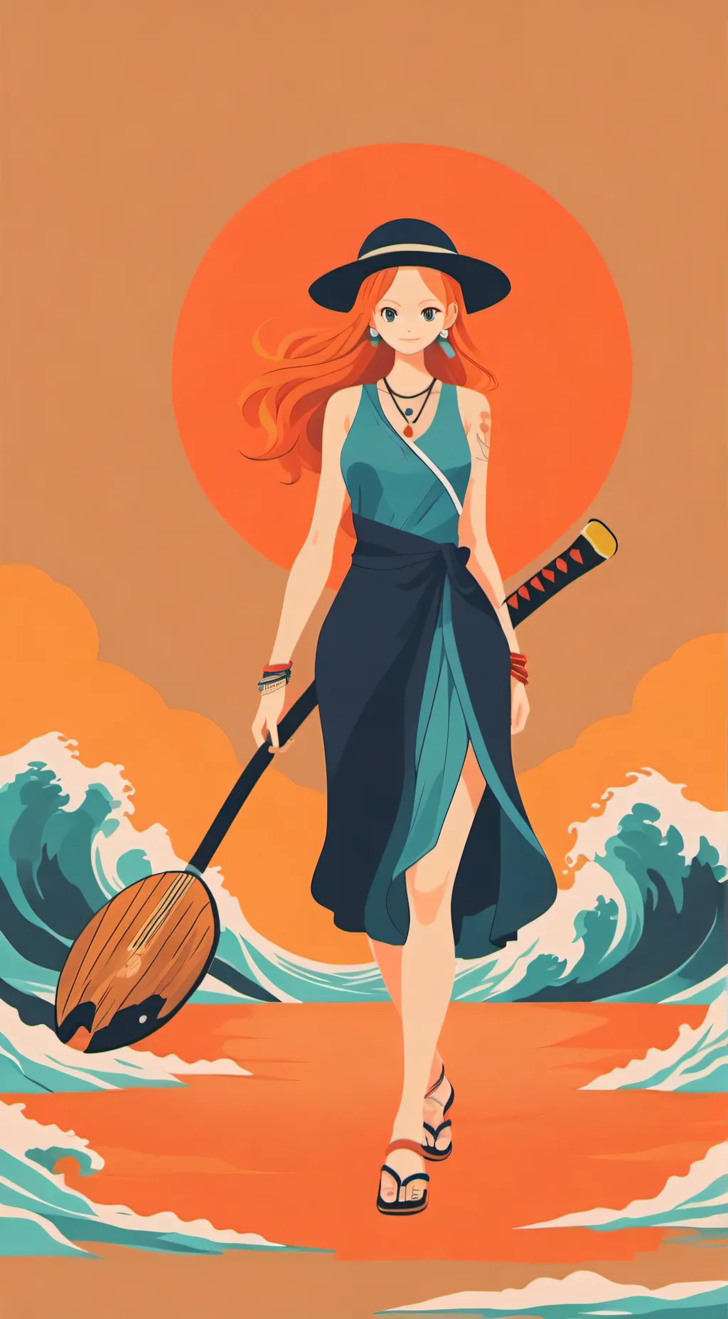 ai character: Nami/One piece background