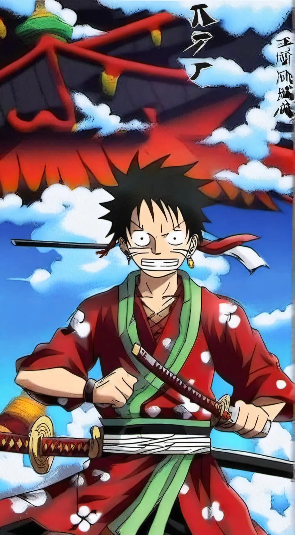 ai character: Kny X One Piece background