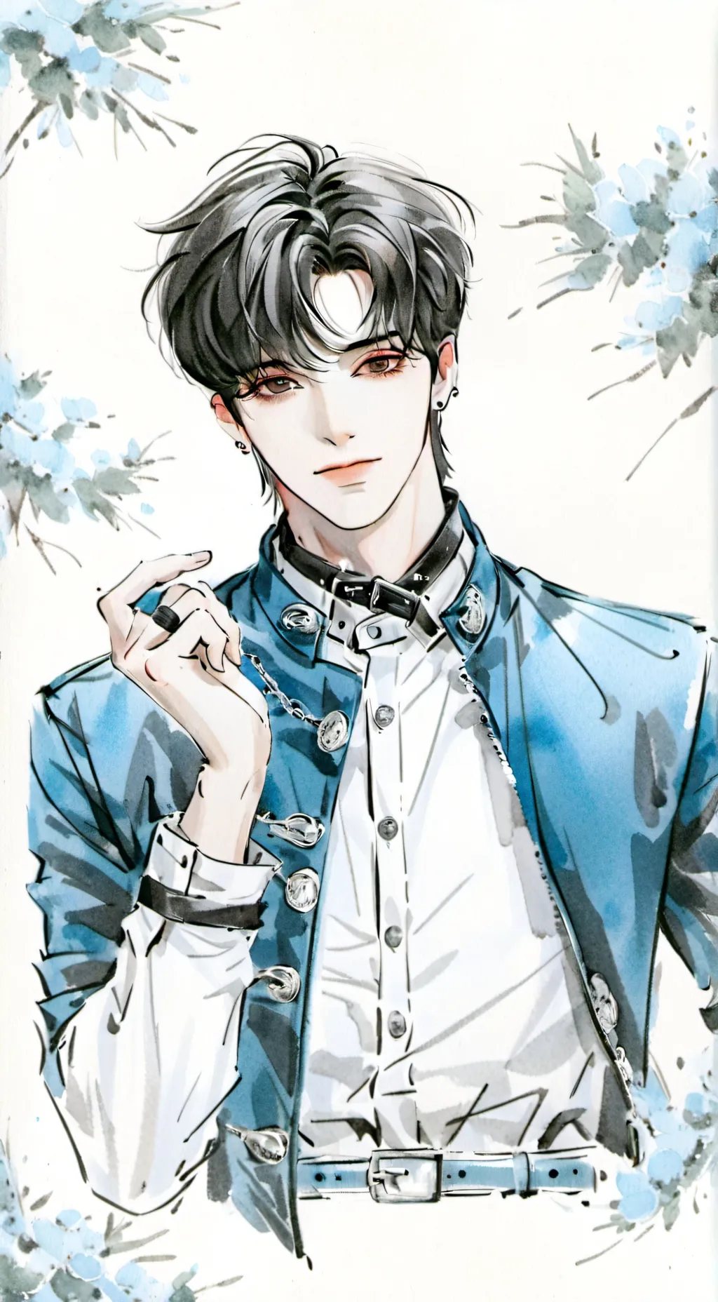 ai character: >⁠.⁠<Damián 🍓👘 background