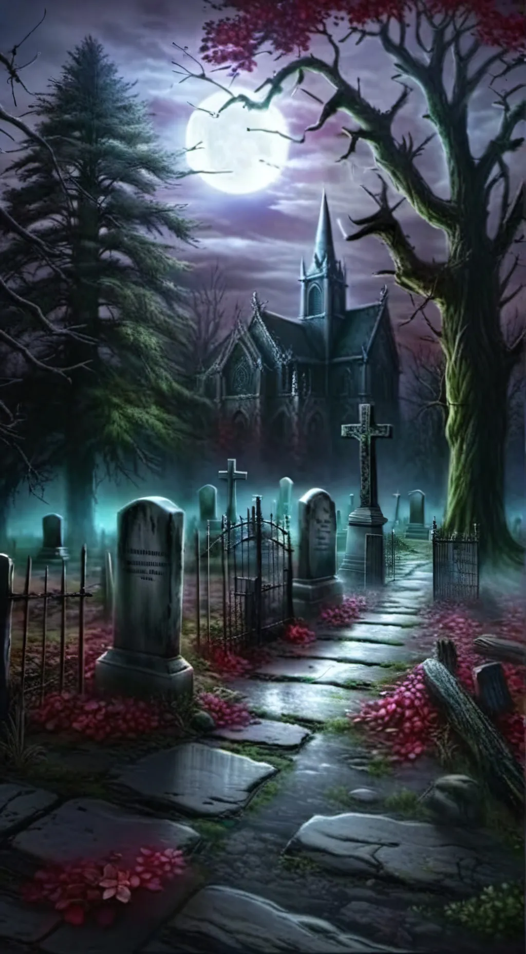 ai character: Haunted Cemetery  background