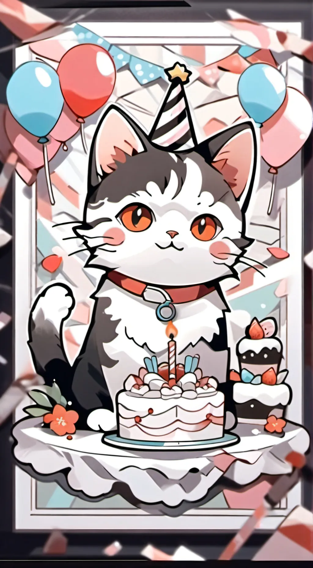 ai character: birthday cat background