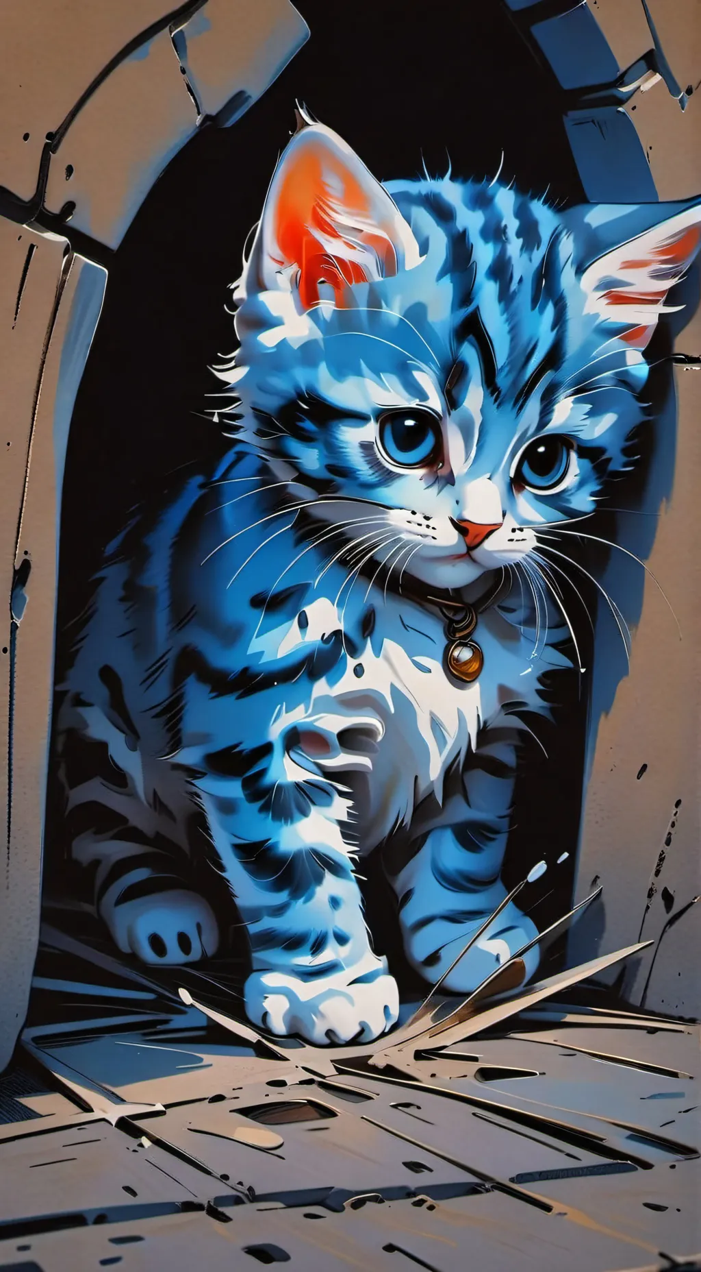 ai character: blue kitten background