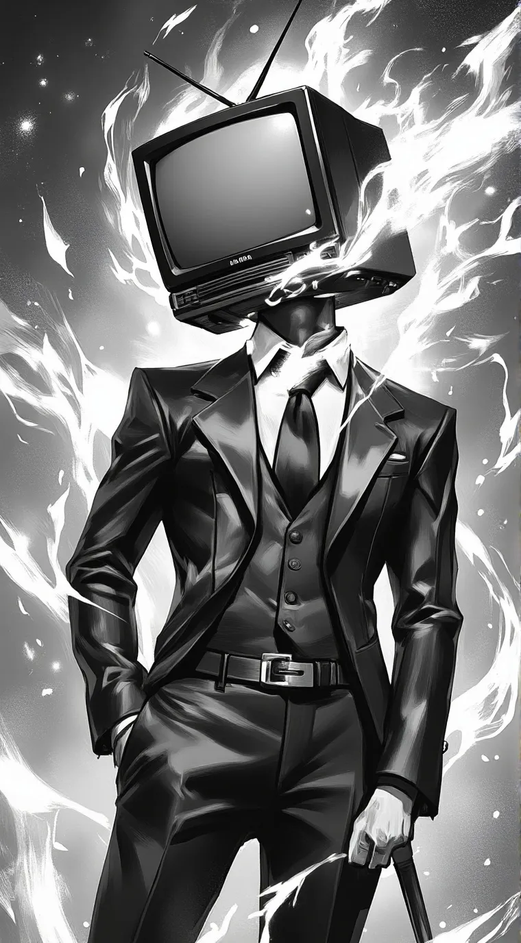 ai character: tv dark  background