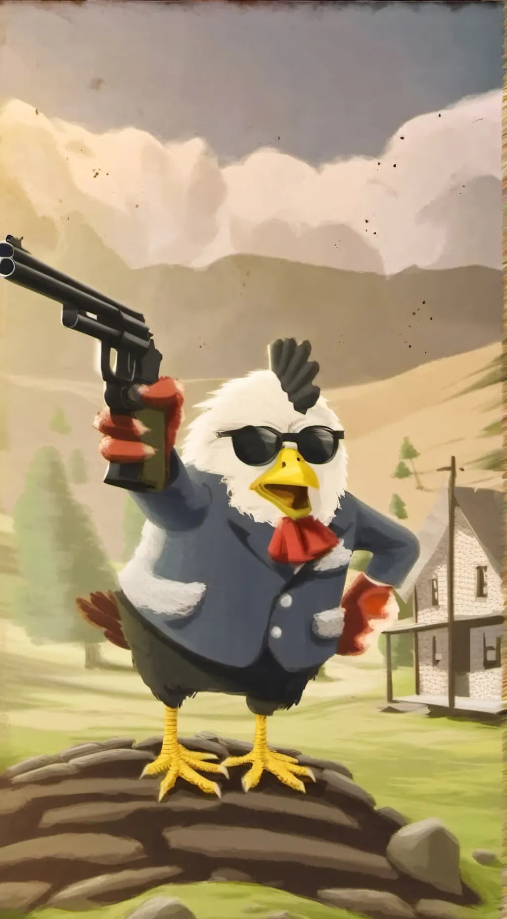 ai character: Chicken gun background