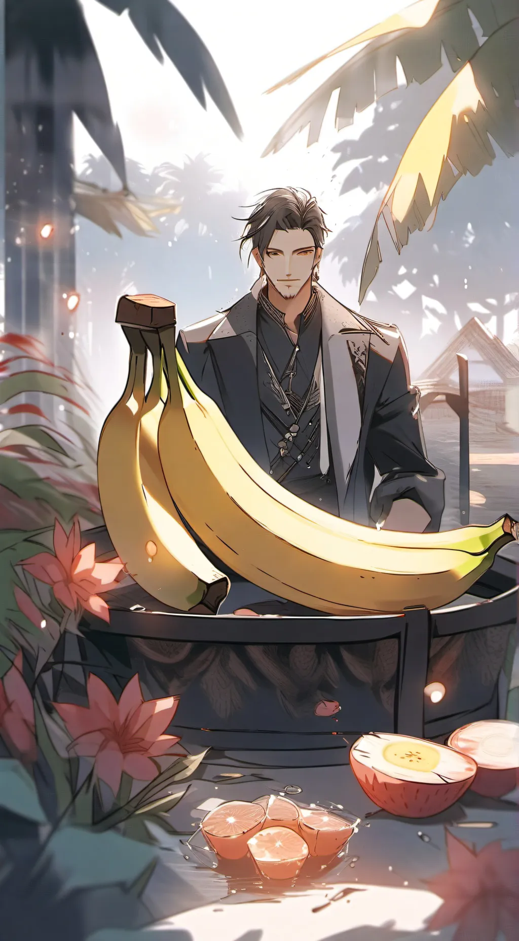 ai character: Pray to the banana background