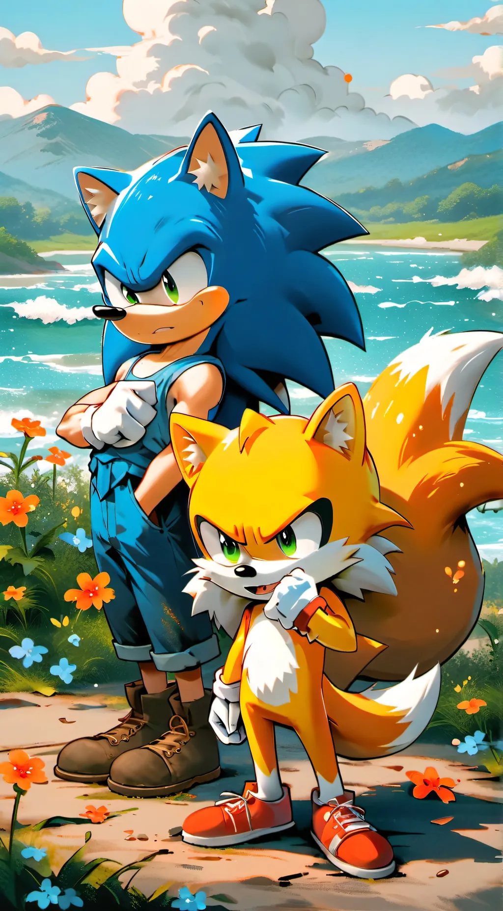 ai character: sonic and tails background