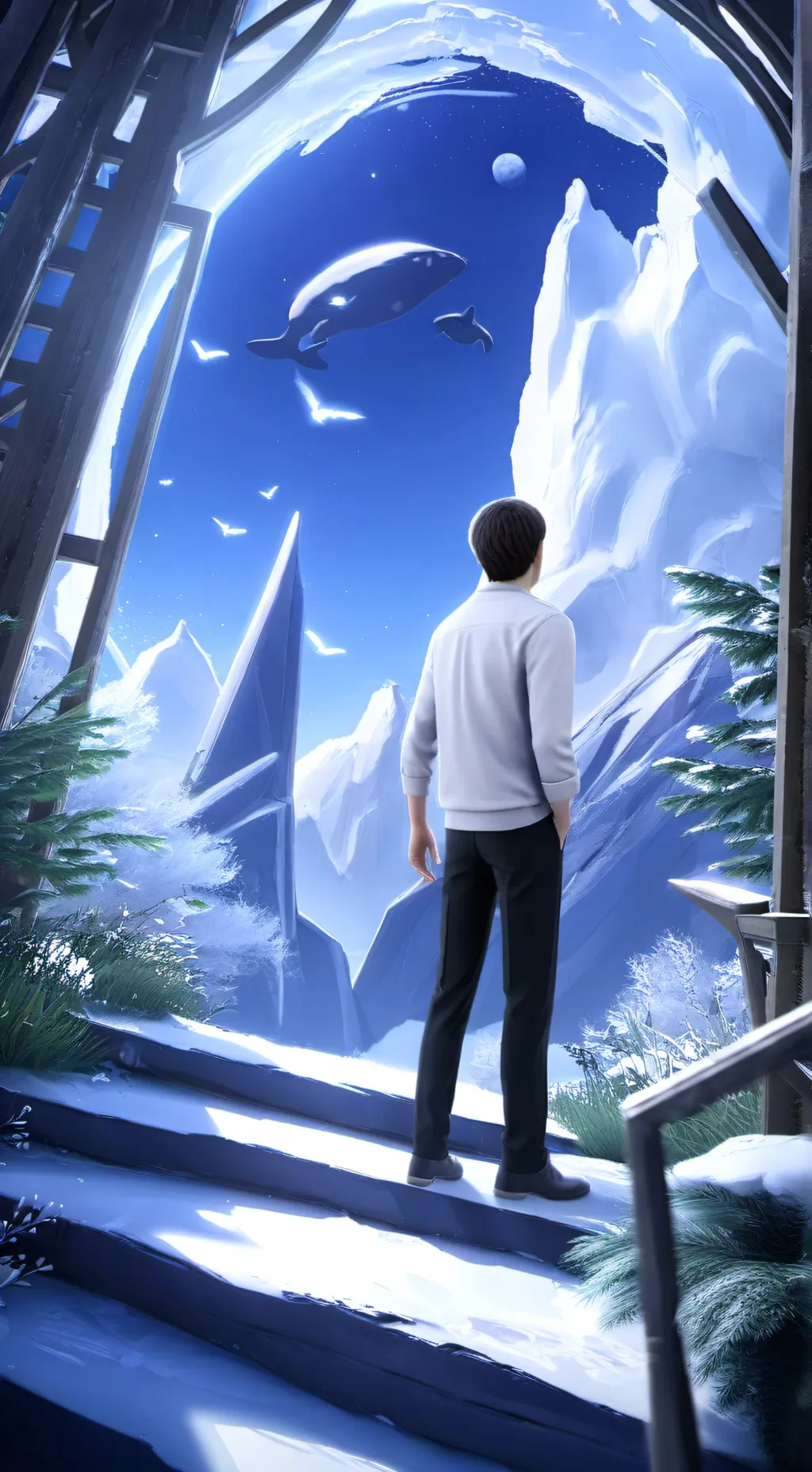 ai character: синий кит  background