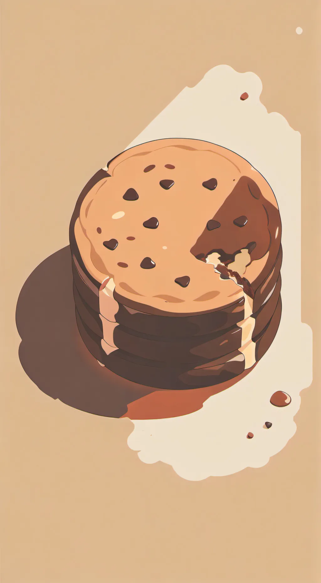 ai character: milk cookie shadow background