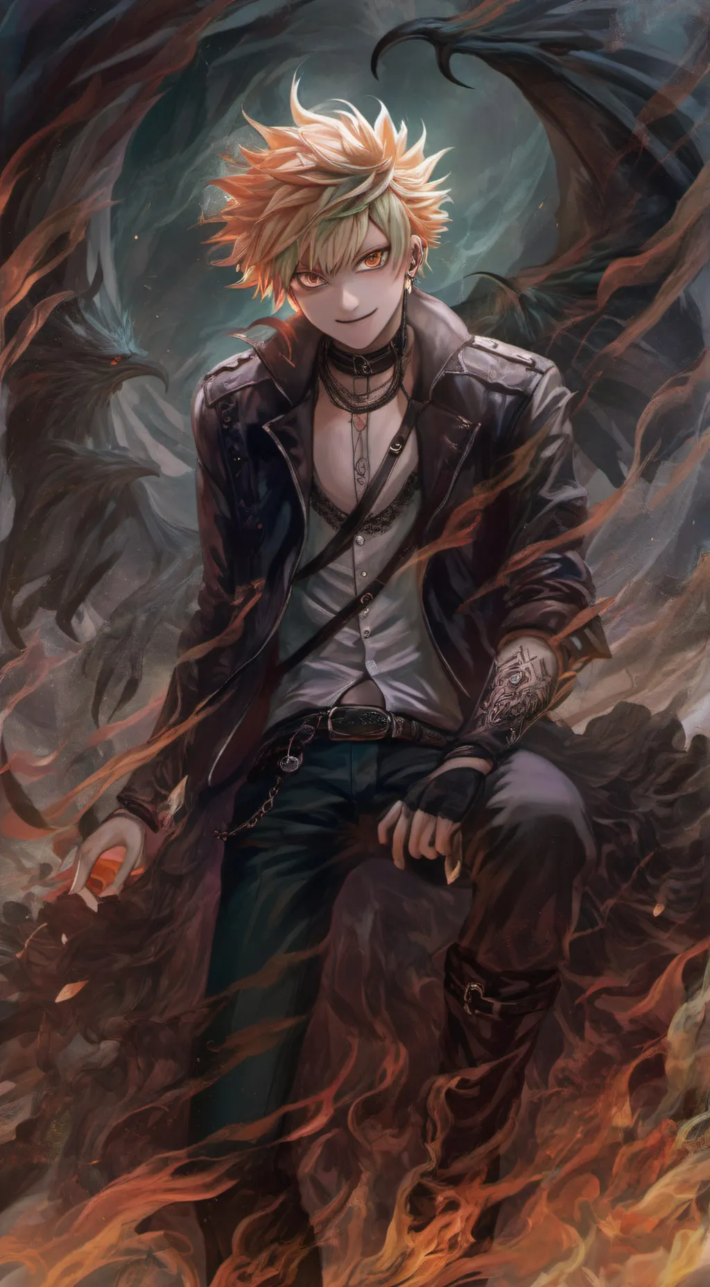 ai character: bakugo 😈 background
