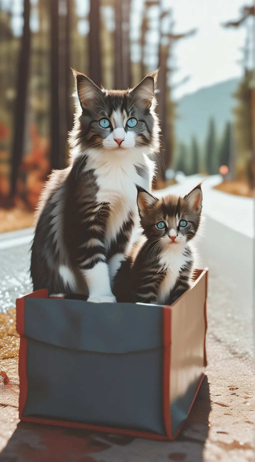 ai character: cat with kitten  background