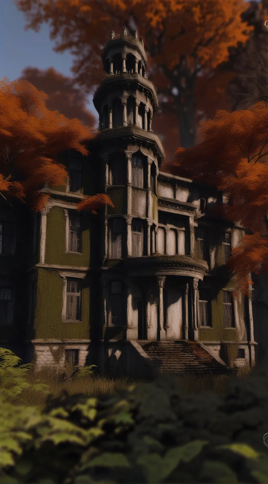 ai character: haunted house  background