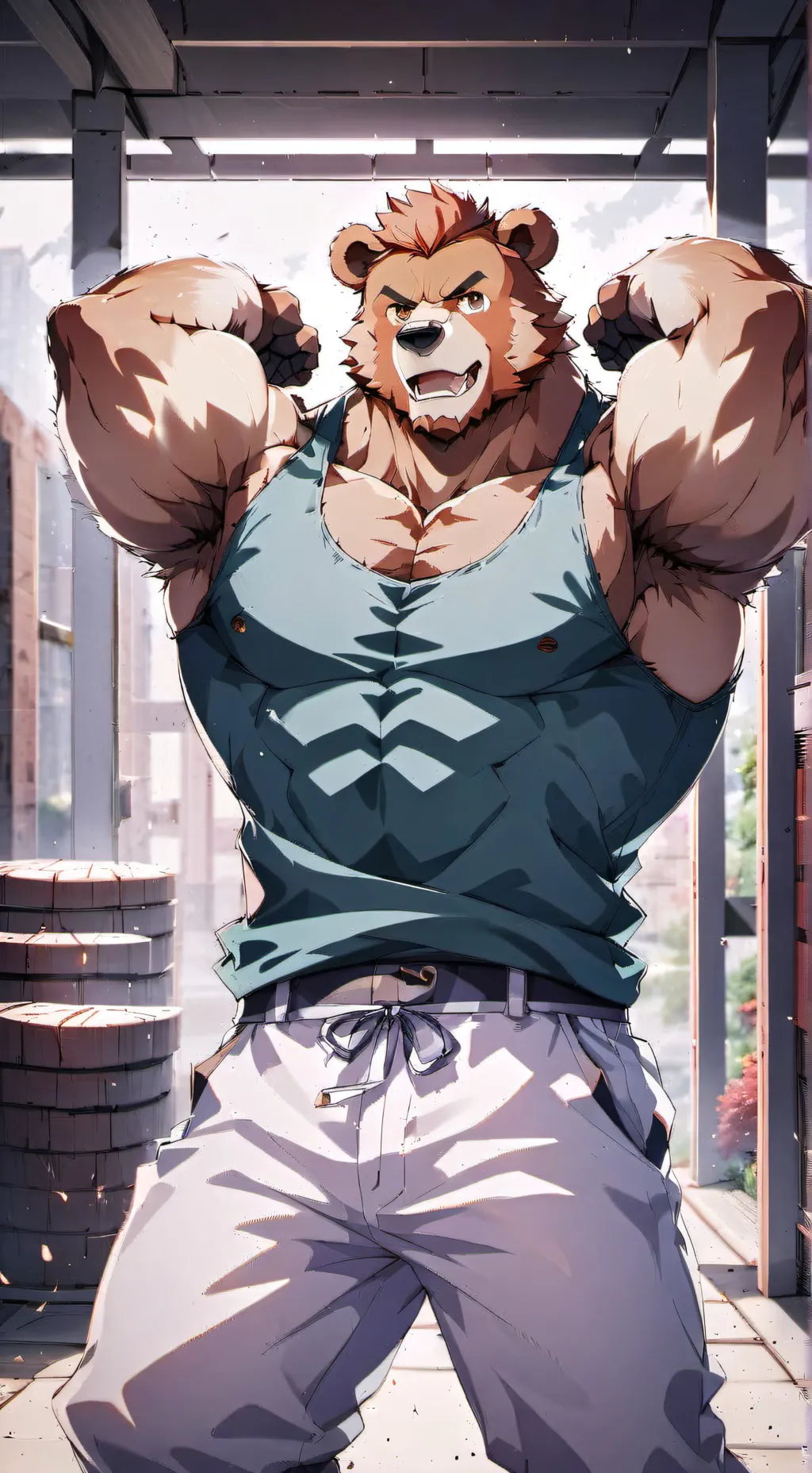 ai character: Flex Bear background