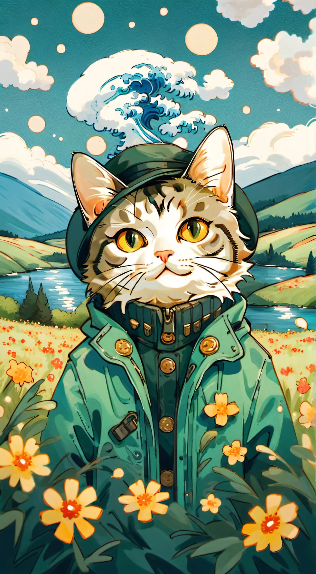 ai character: [emoji cat world] background