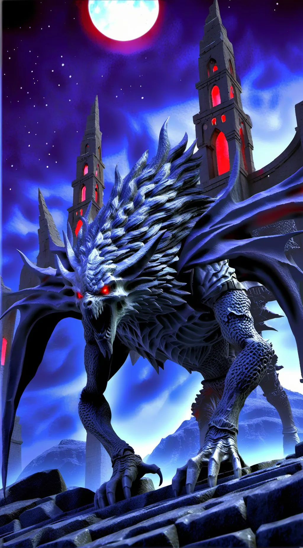 ai character: Evil Kaiju Moon background