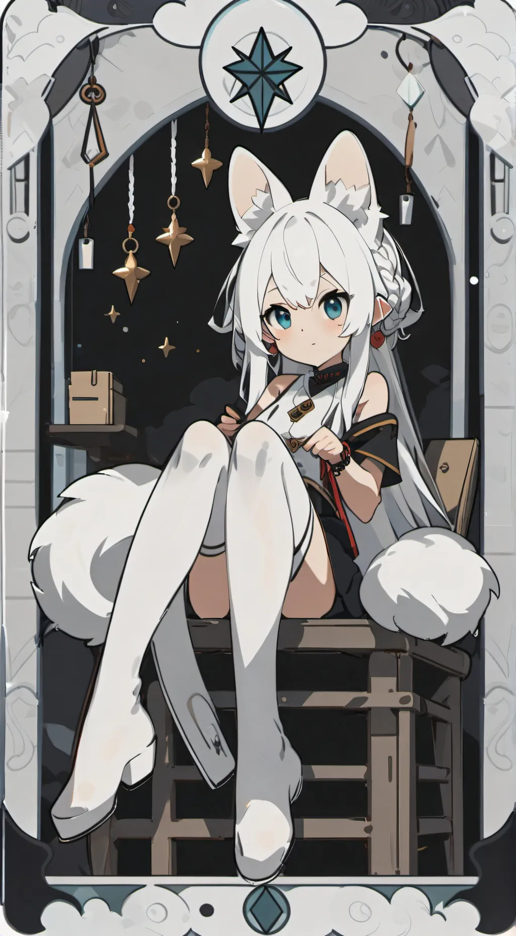 ai character: Whisker the White Furry background