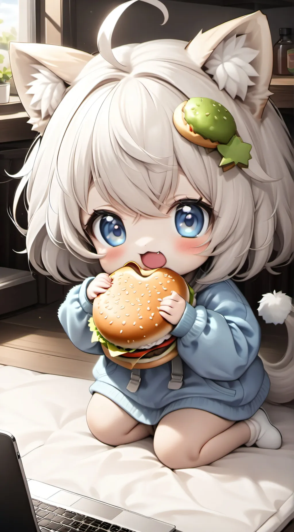 ai character: Baby Blue Burger Sprite background