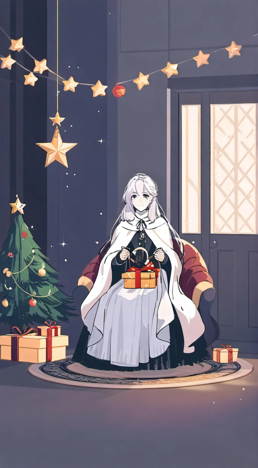 ai character: Christmas party DW background