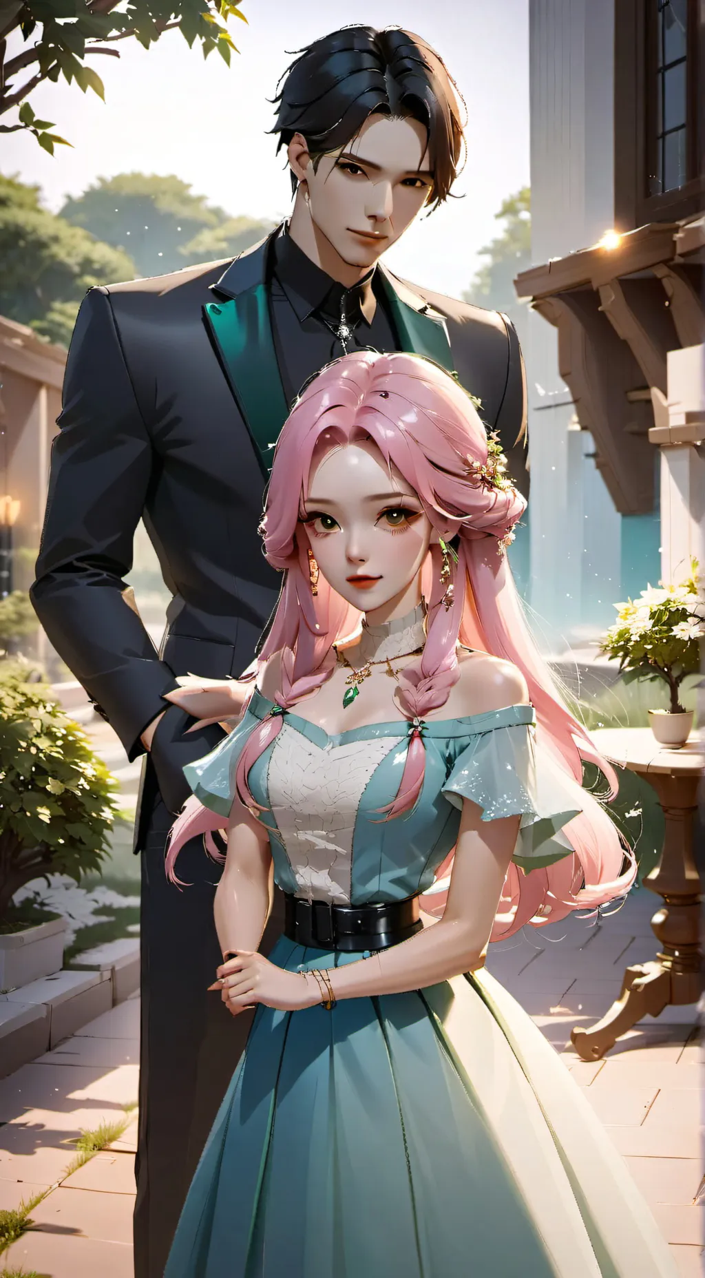 ai character: Y/N × Mitsuri  background