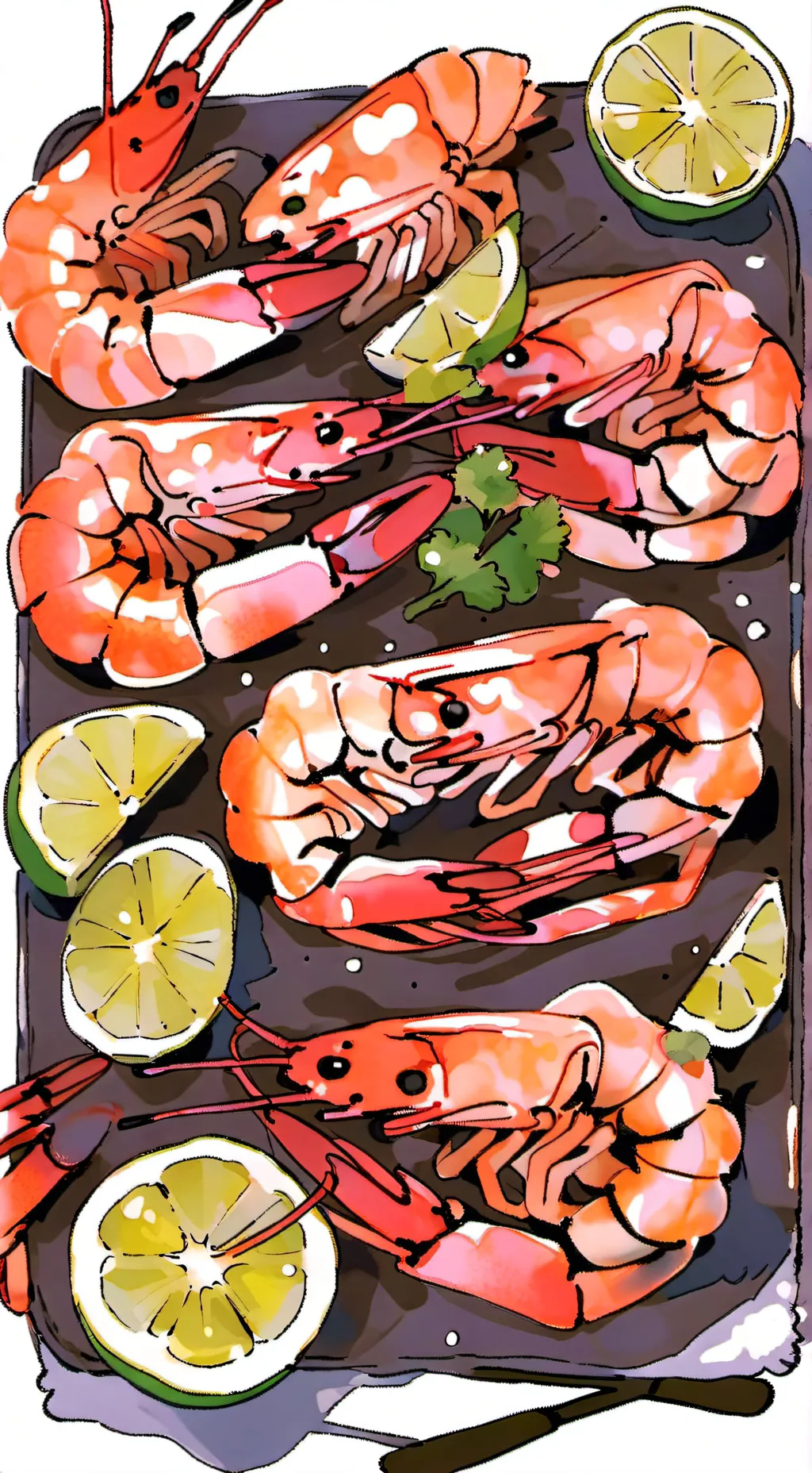 ai character: Shrimpo but food background