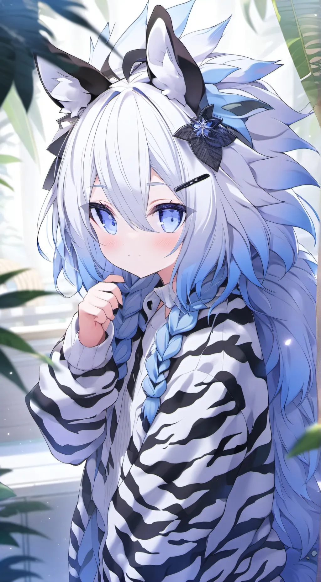 ai character: Zephyr the Zebra Furry background