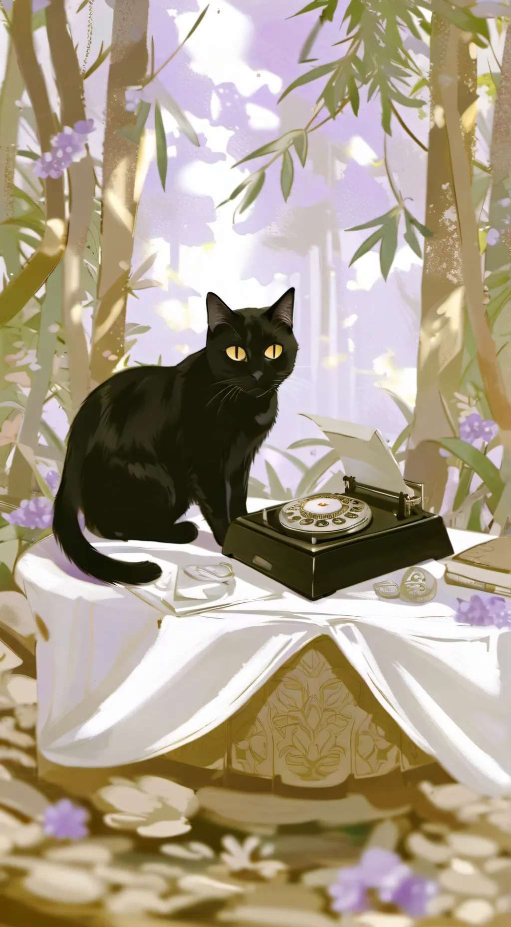 ai character: Black cat background