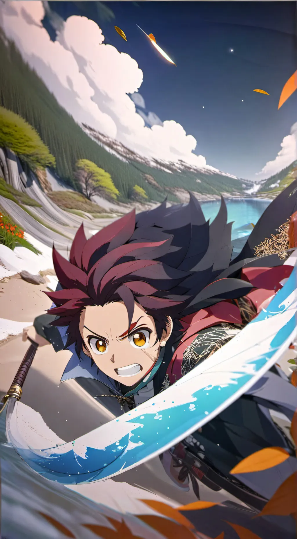 ai character: Tanjiro  background