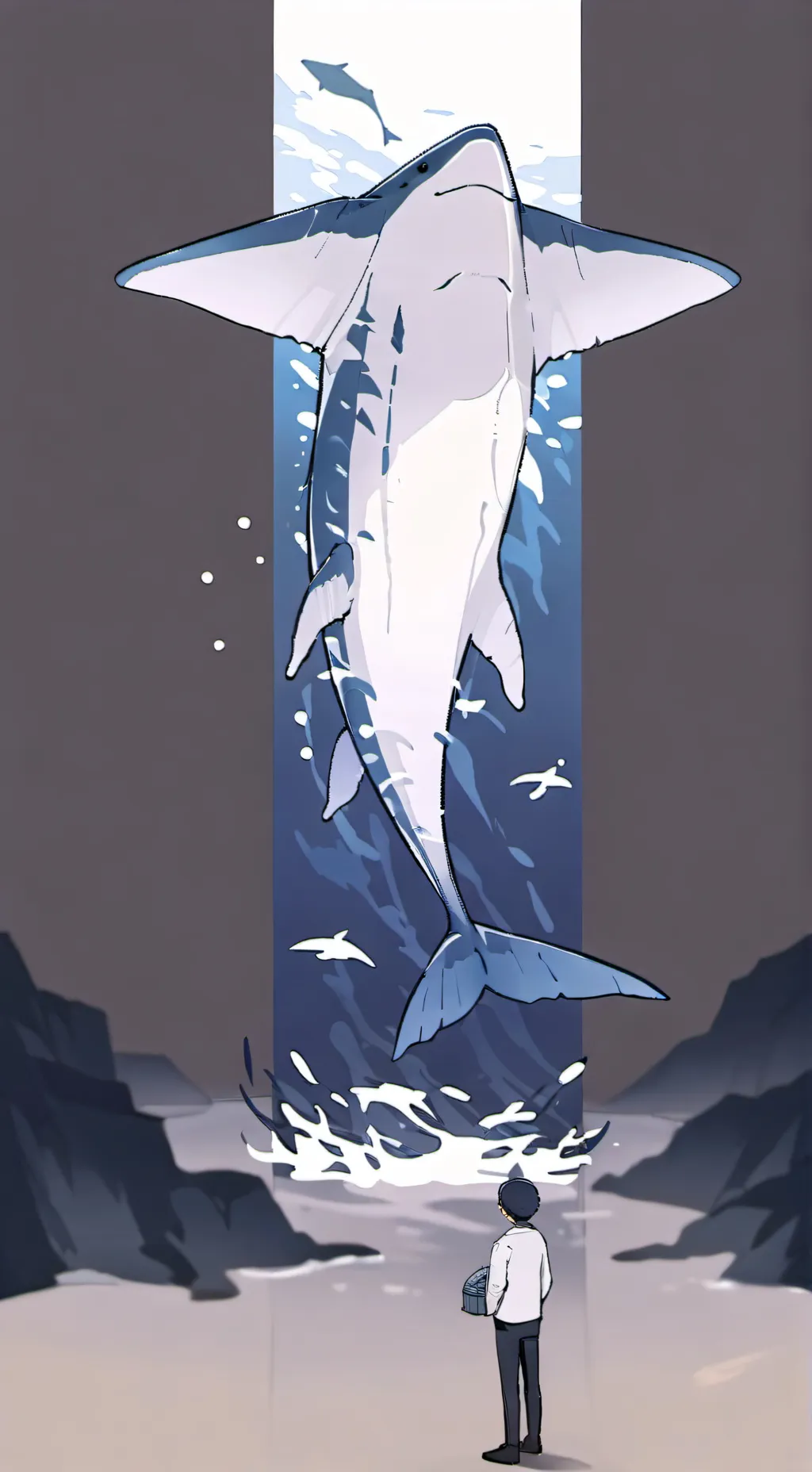 ai character: Bluey the Whale Spirit background