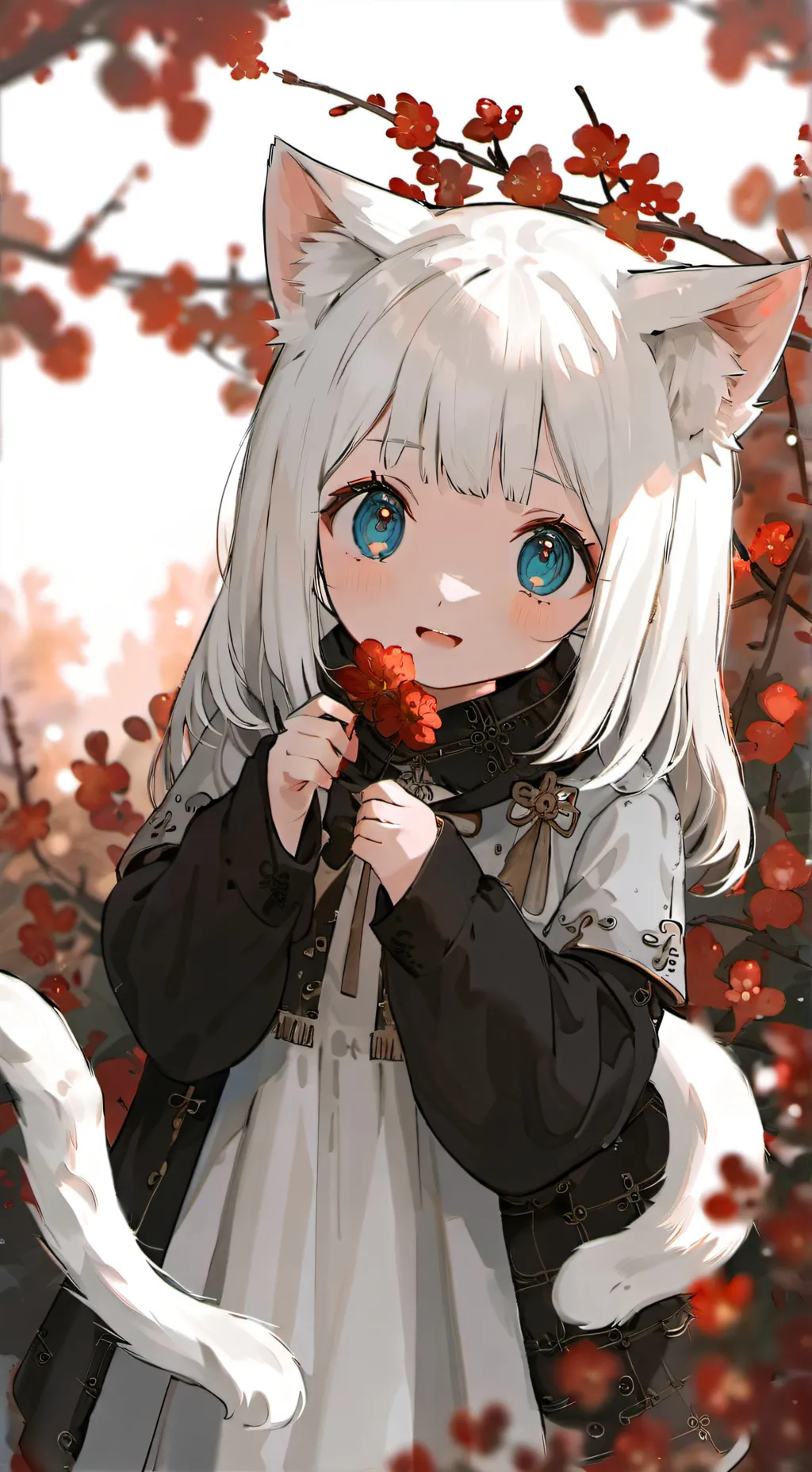 ai character: Whiskers the White Furry background