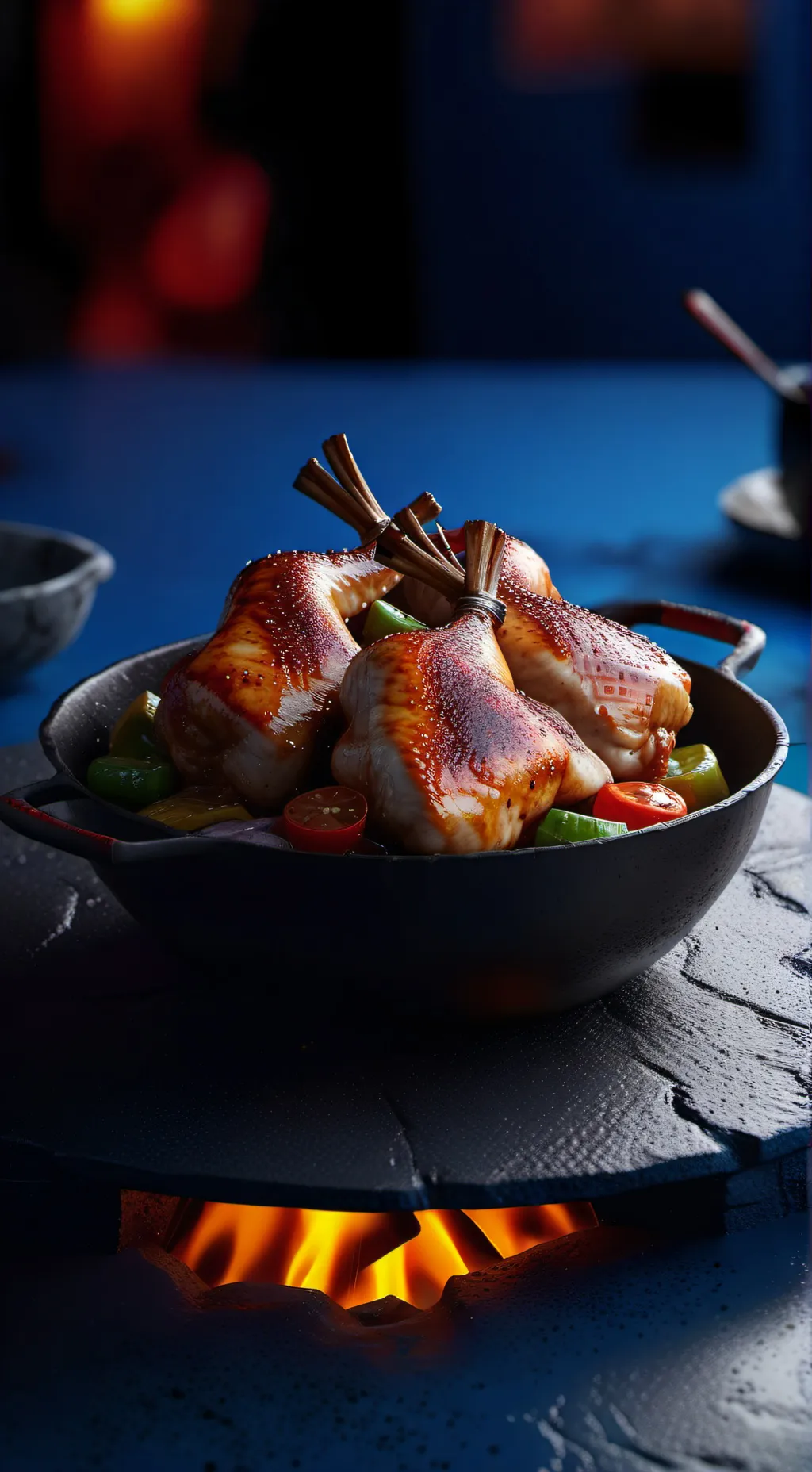 ai character: LAVA CHICKEN background