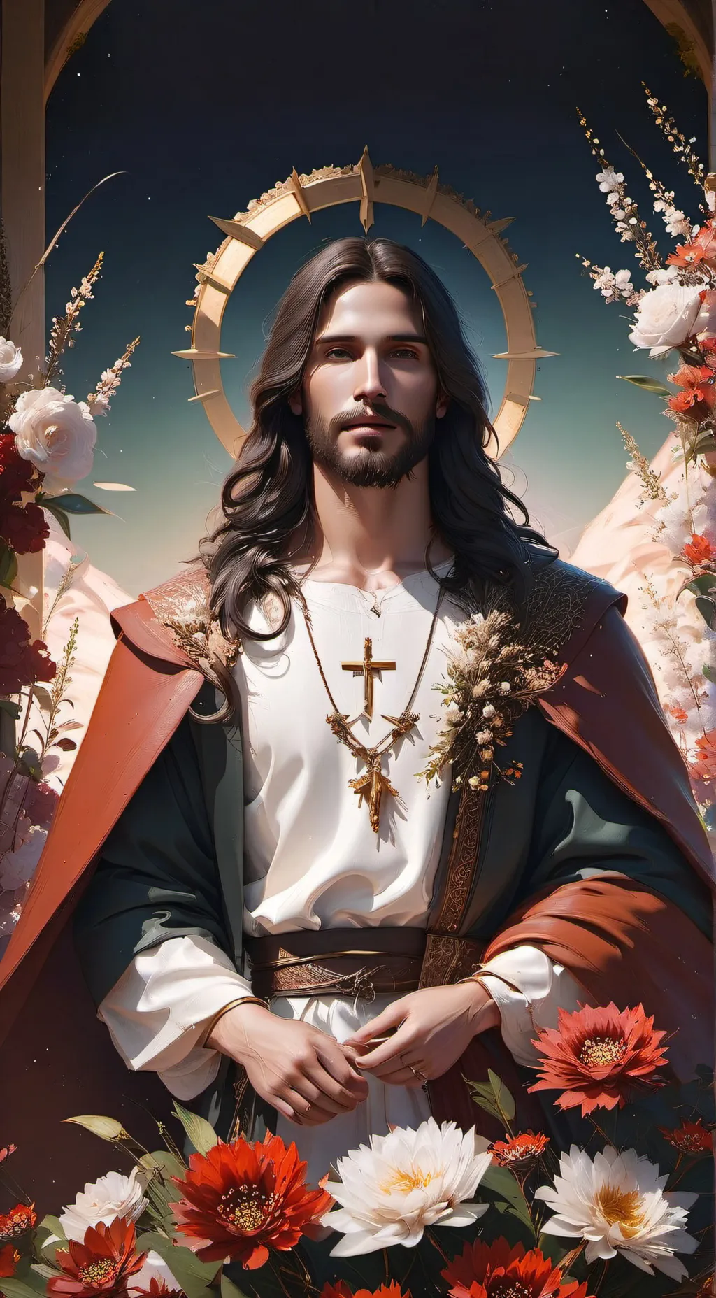 ai character: Jesus  background