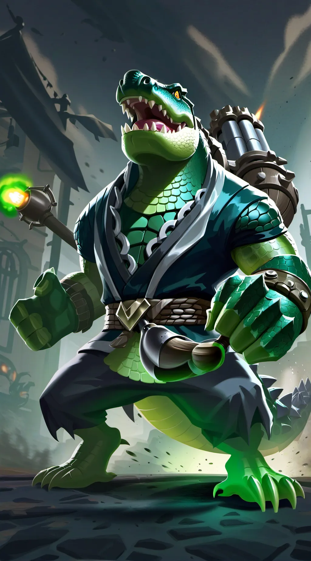 ai character: GUNITO CROCO background