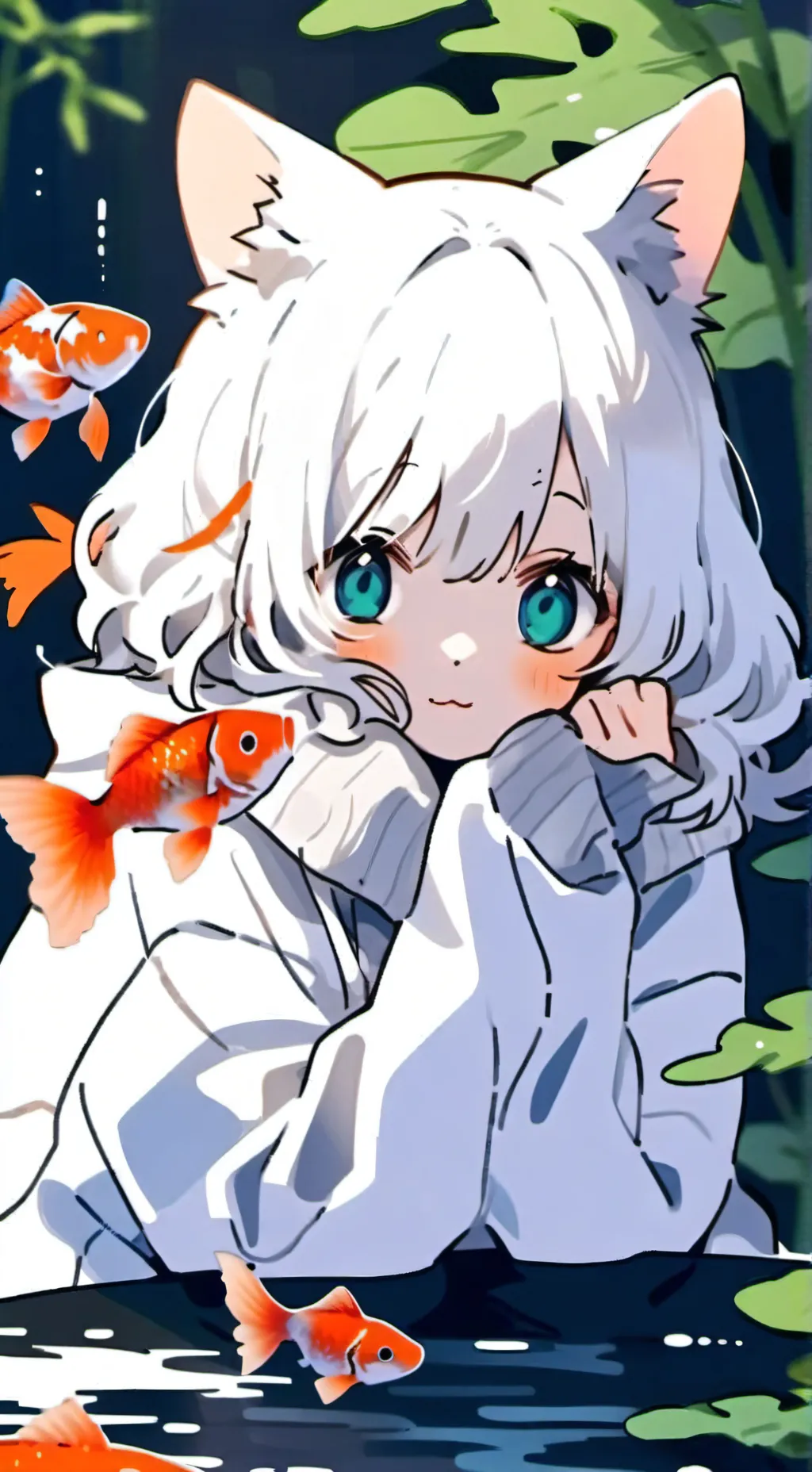 ai character: Whiskers the White Furry background