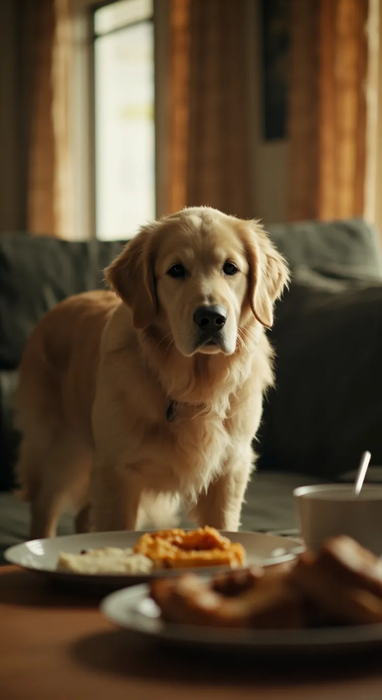 ai character: Golden retriever  background