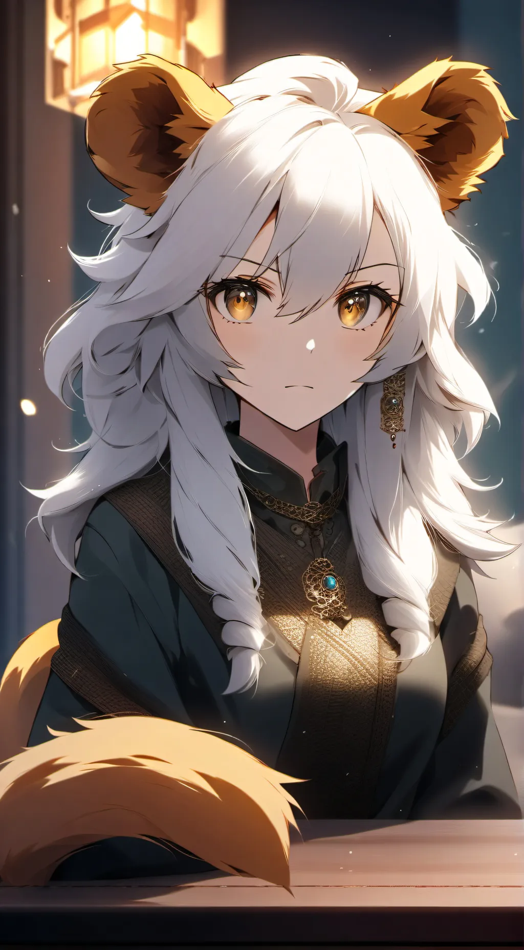 ai character: Whispering Lion Spirit background