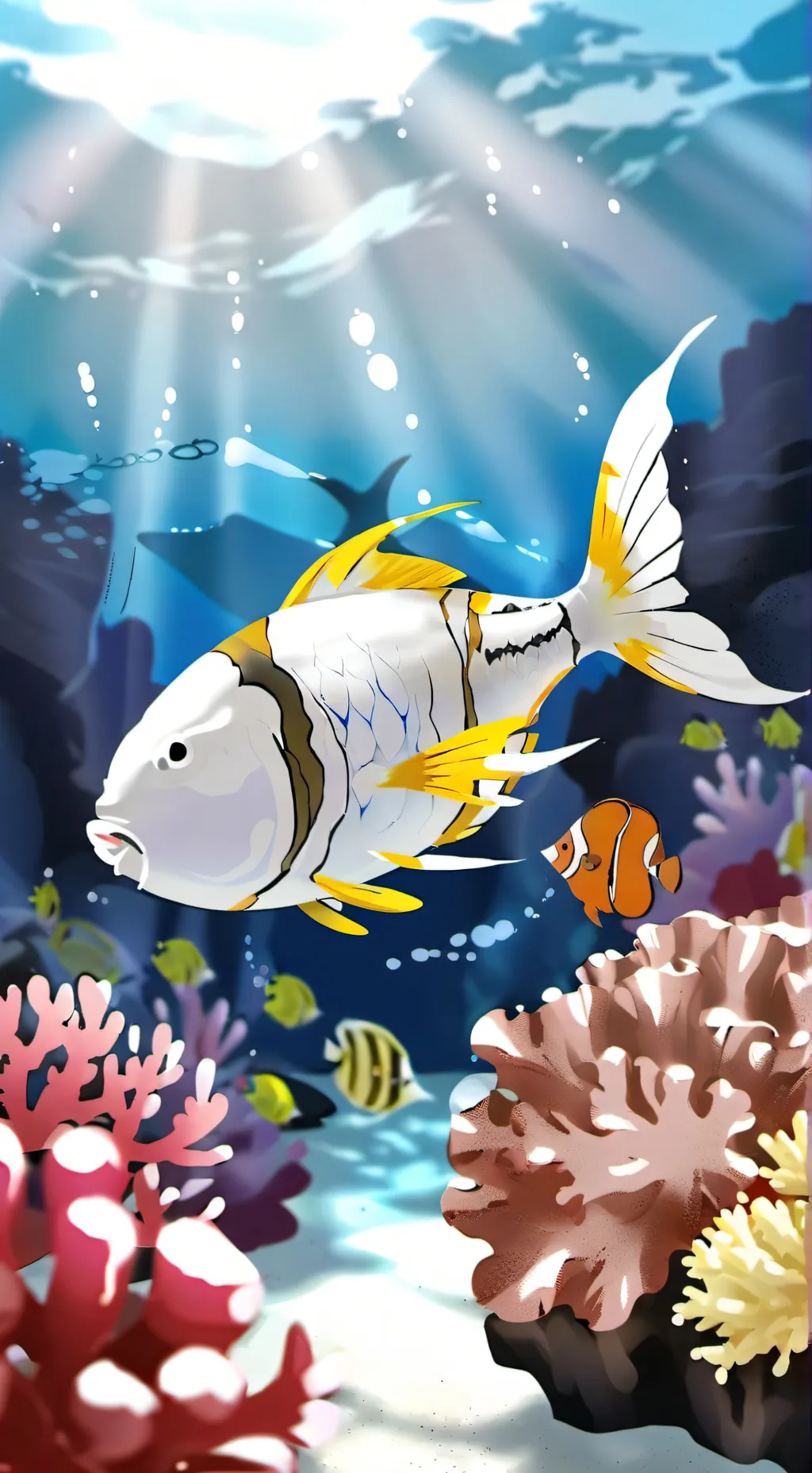 ai character: рыба  background