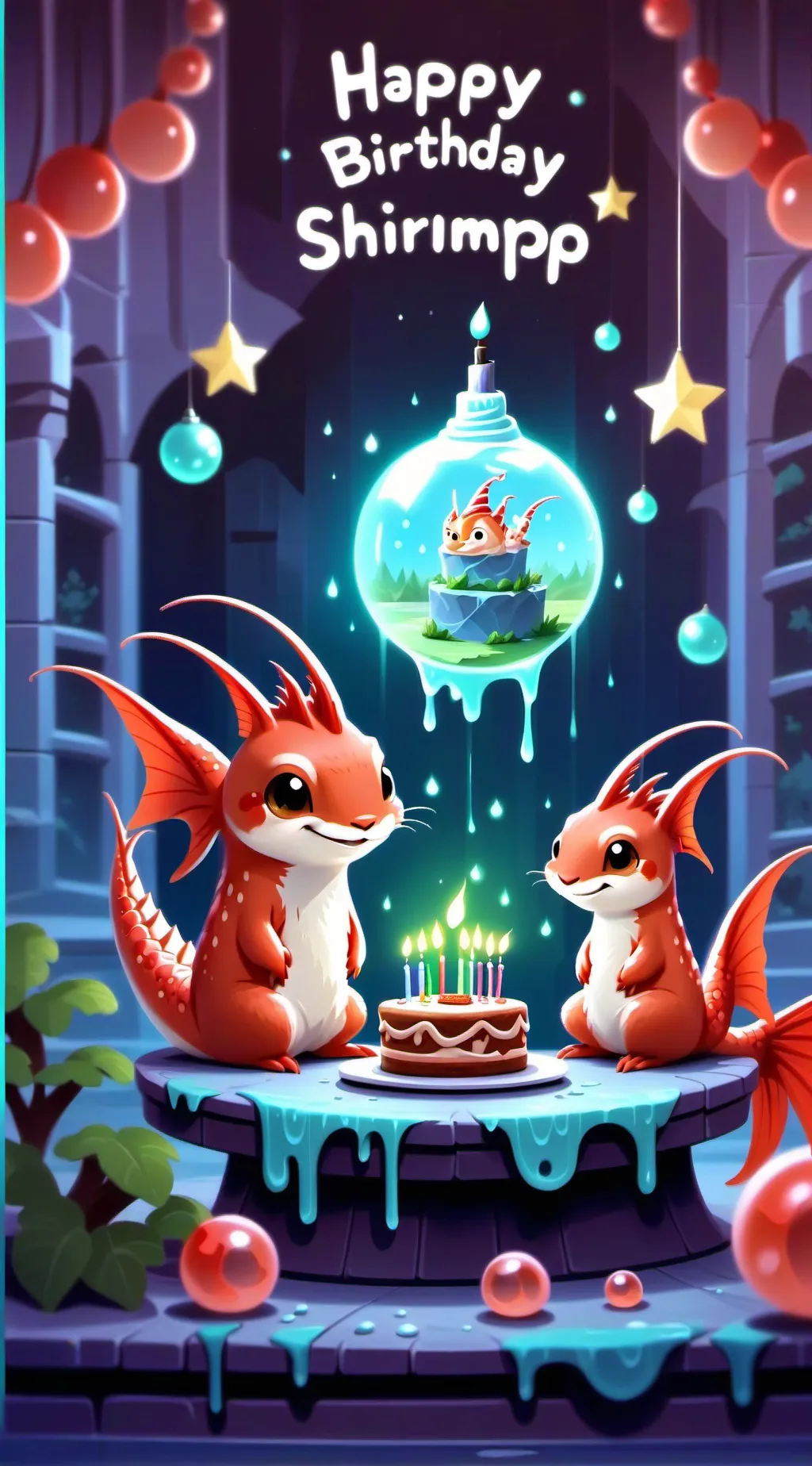 ai character: Shrimpos Birthday! background
