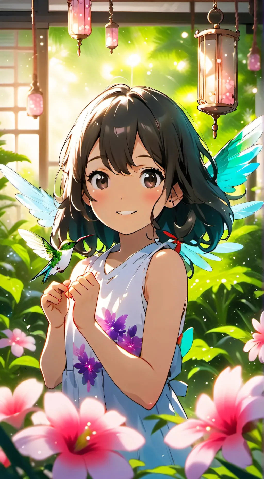 ai character: Twinkling Hummingbird Furry background