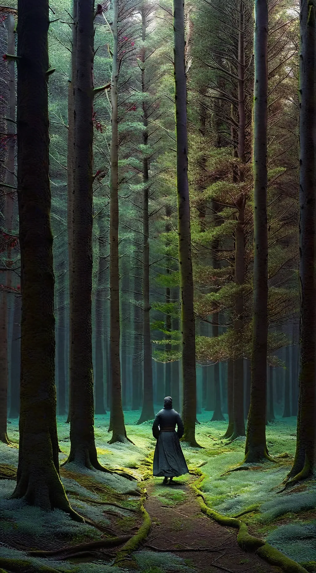 ai character: Forêt hantée background