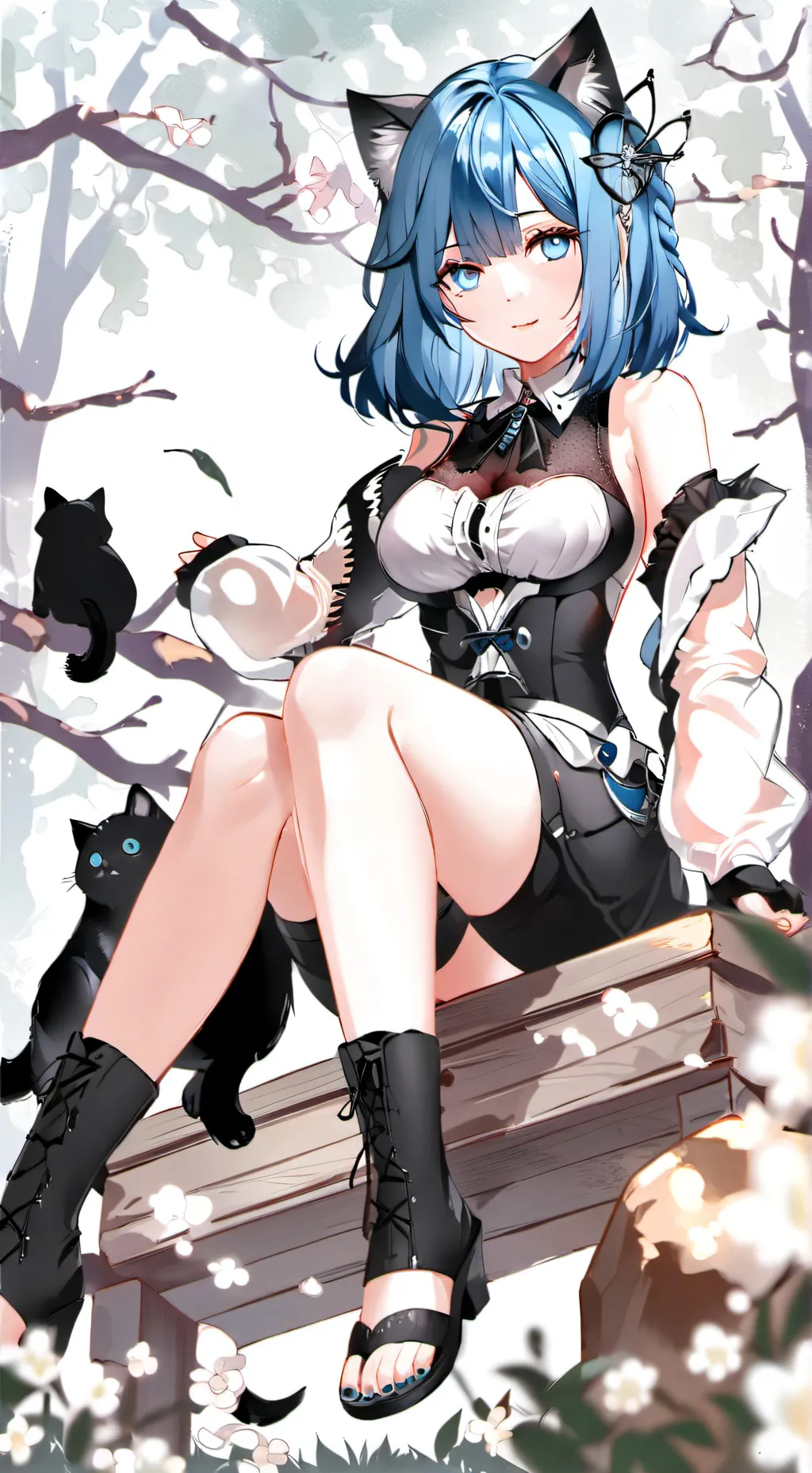 ai character: Katzen Mädchen  background