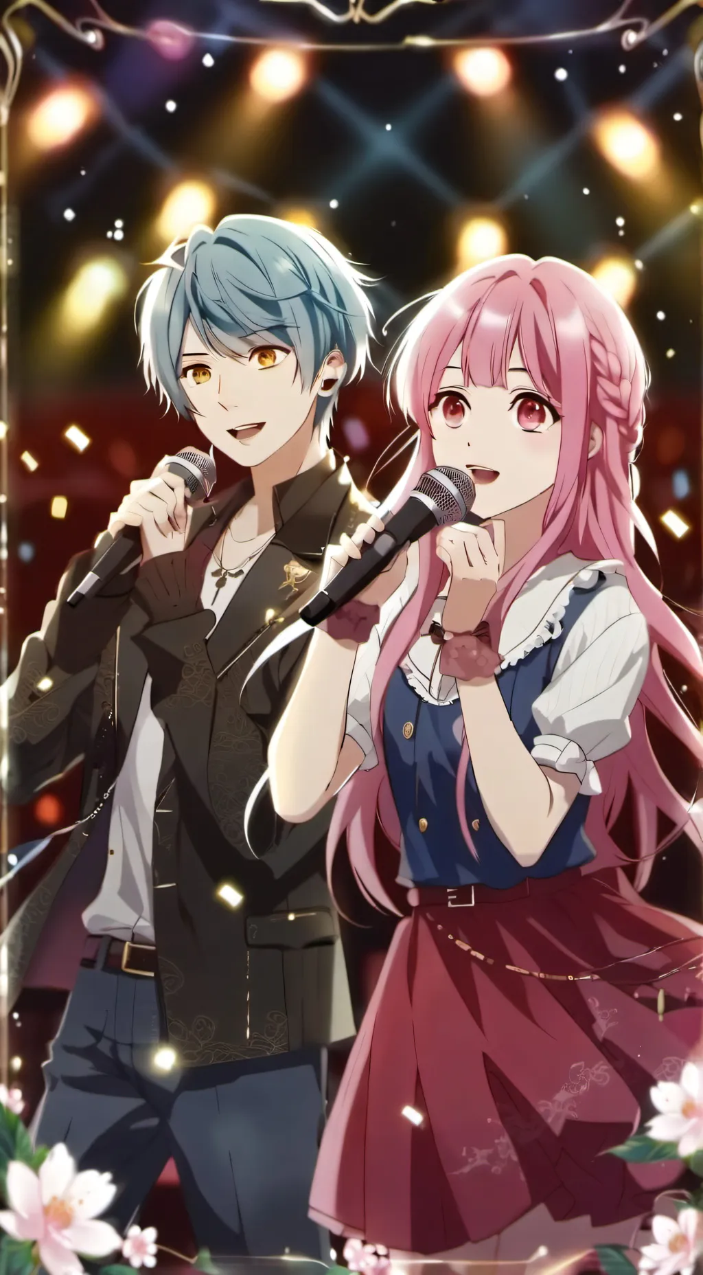 ai character: Mha singing battle background