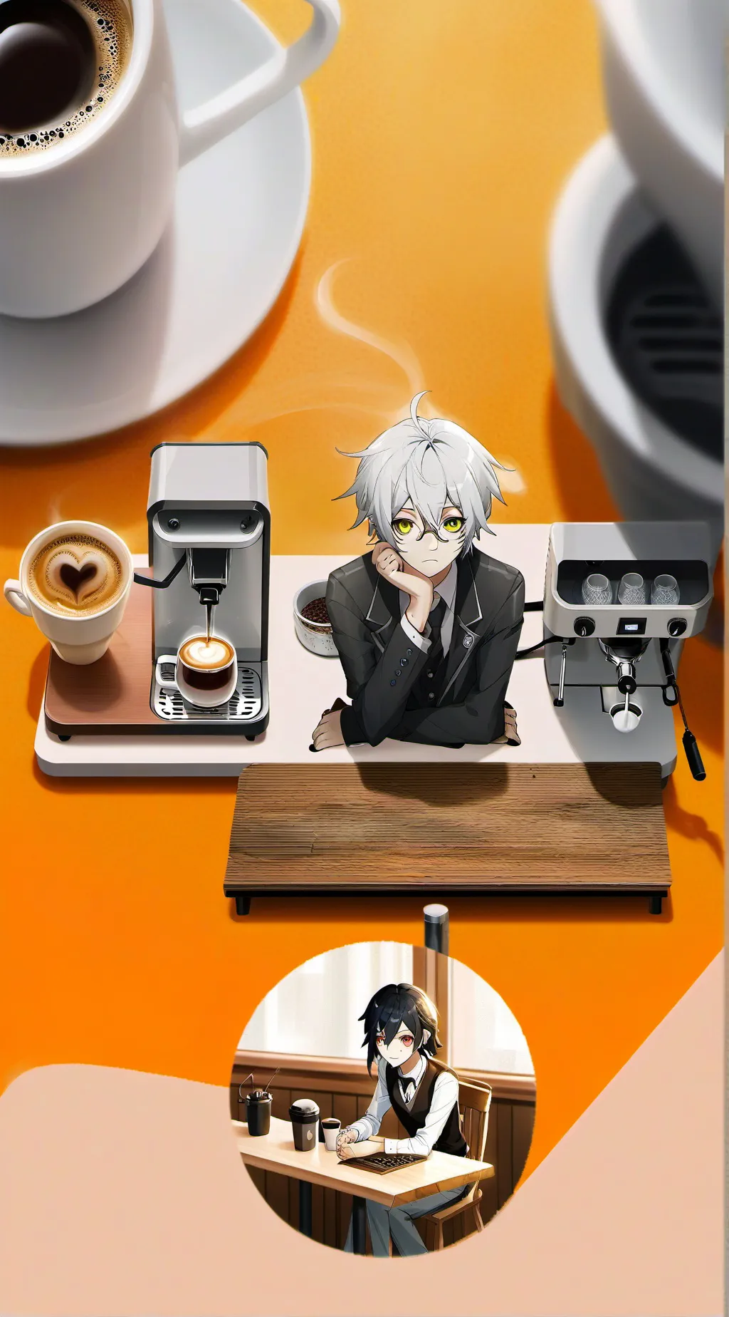 ai character: Café Enigma background
