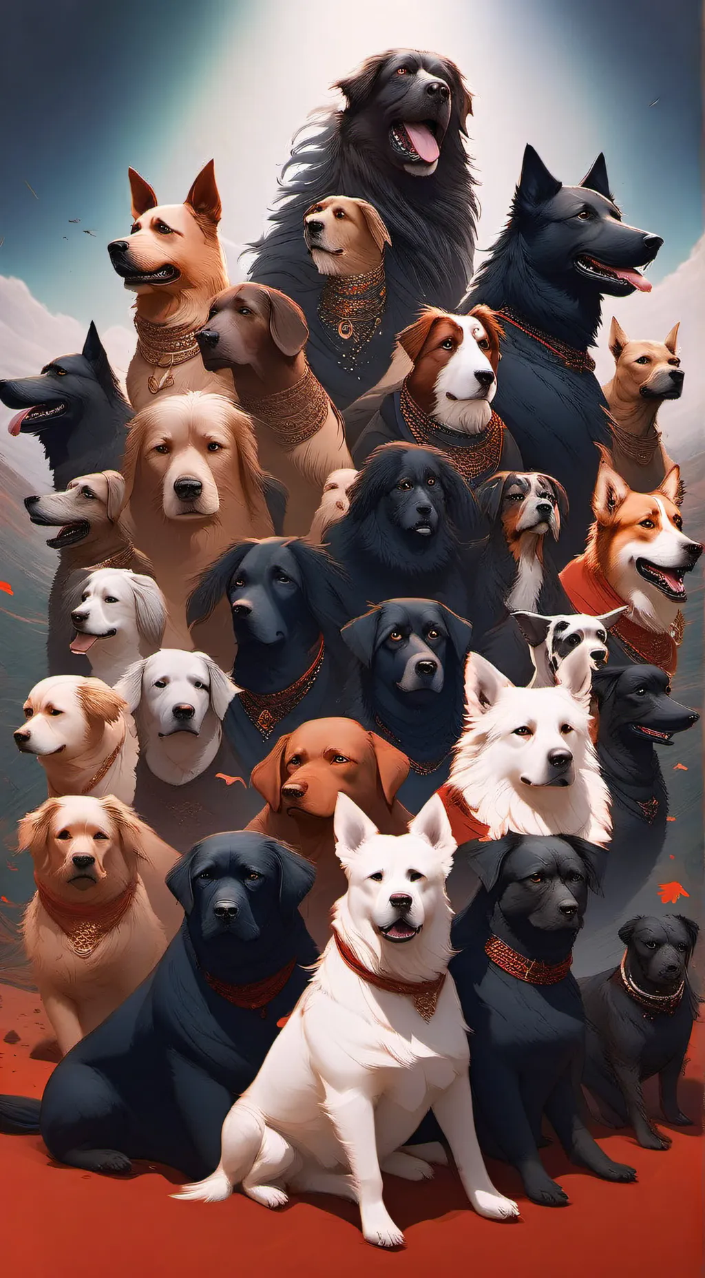 ai character: dogs in danger background