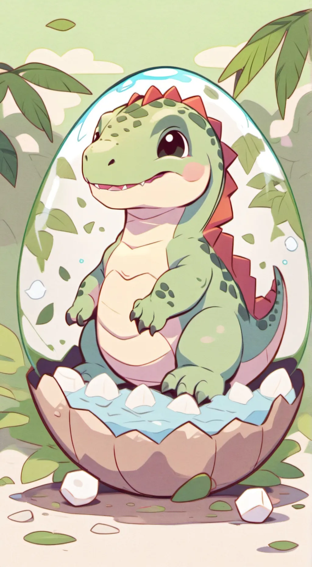 ai character: cucciolo di dino background
