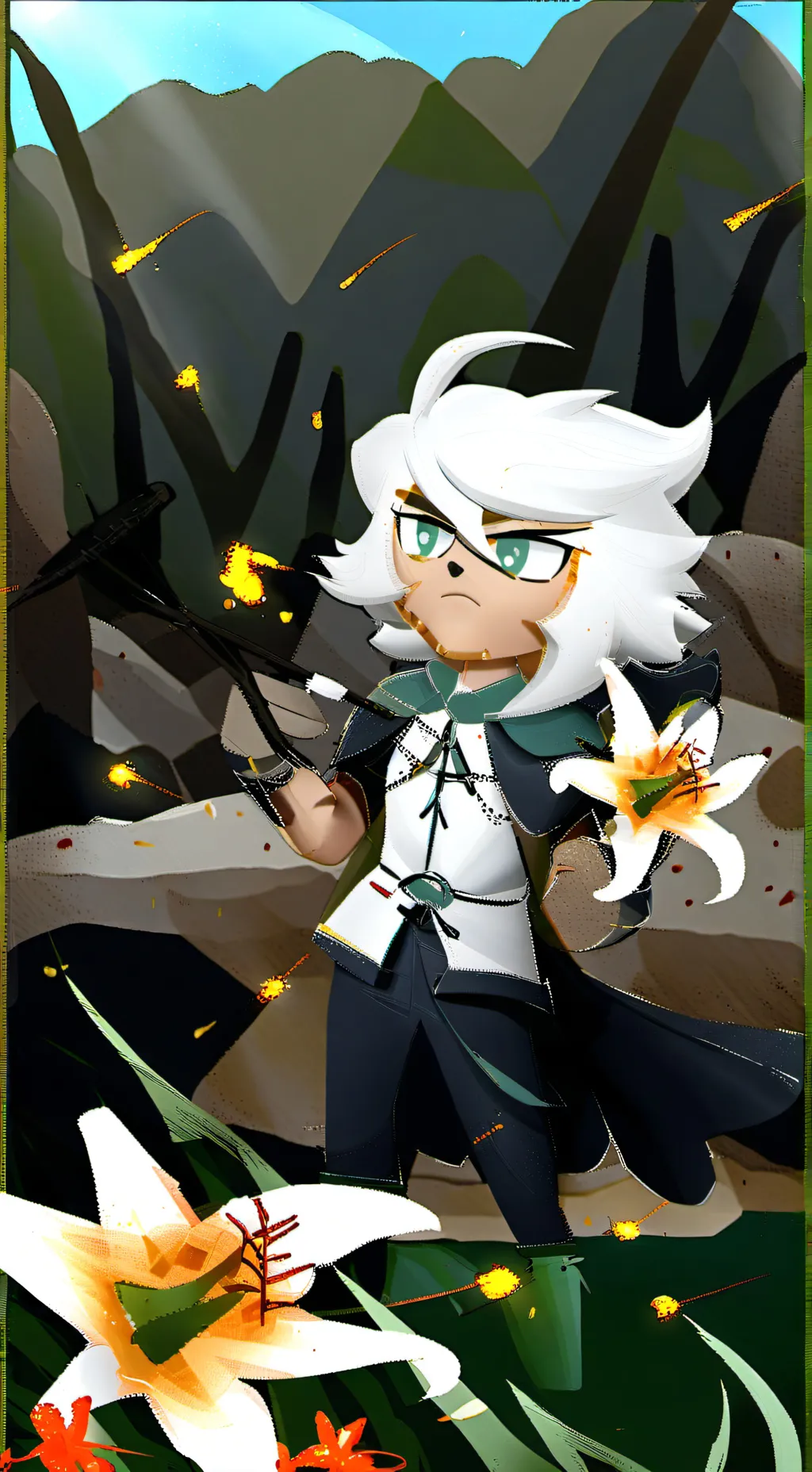 ai character: White Lily cookie background