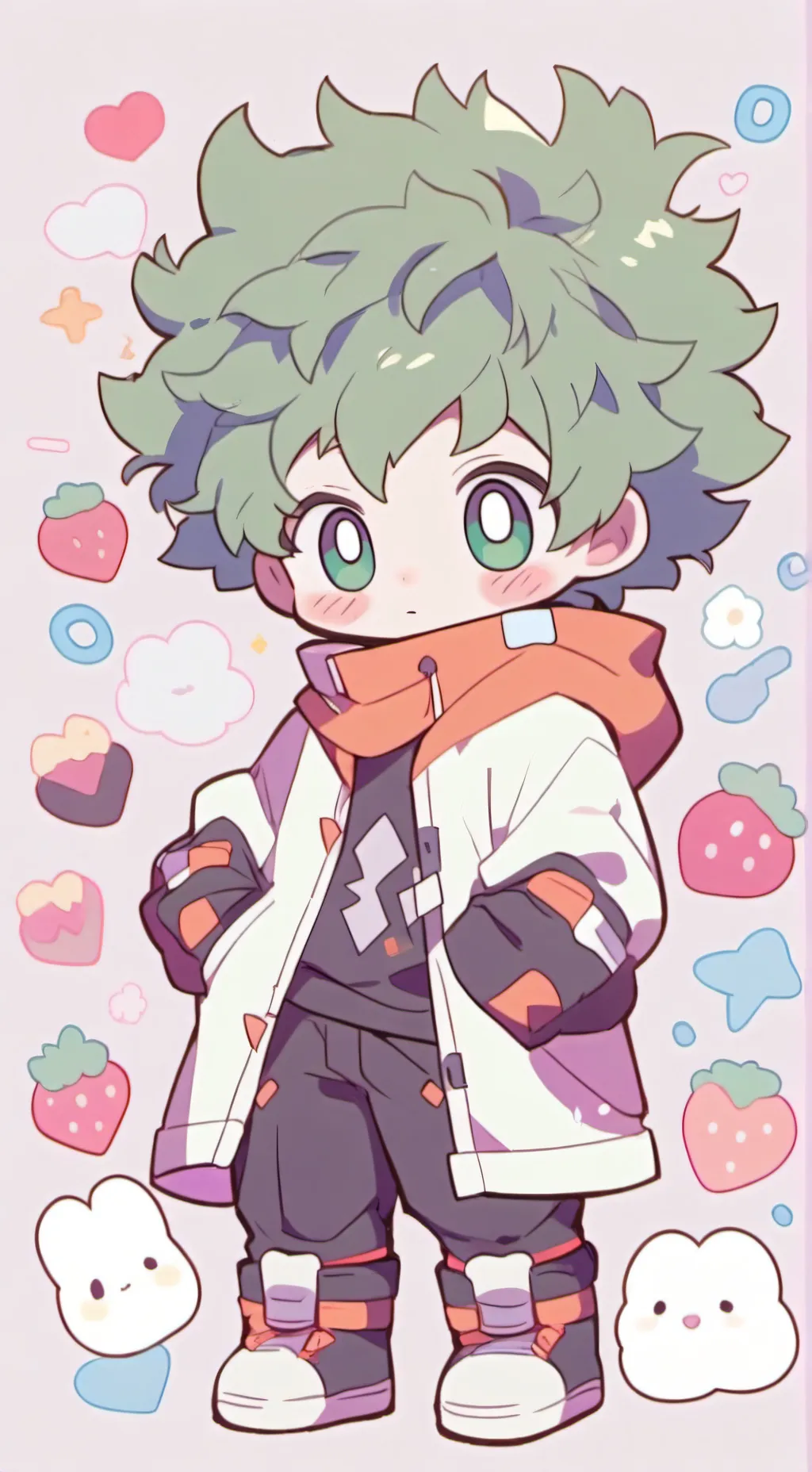 ai character: baby deku. background