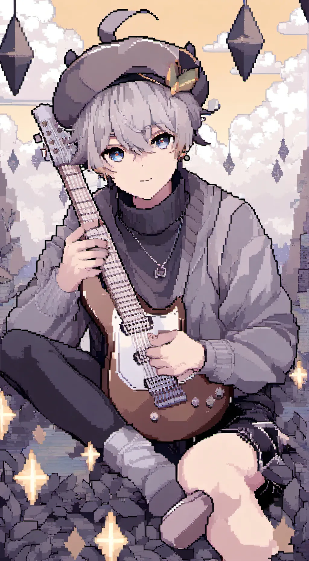 ai character: pixel background