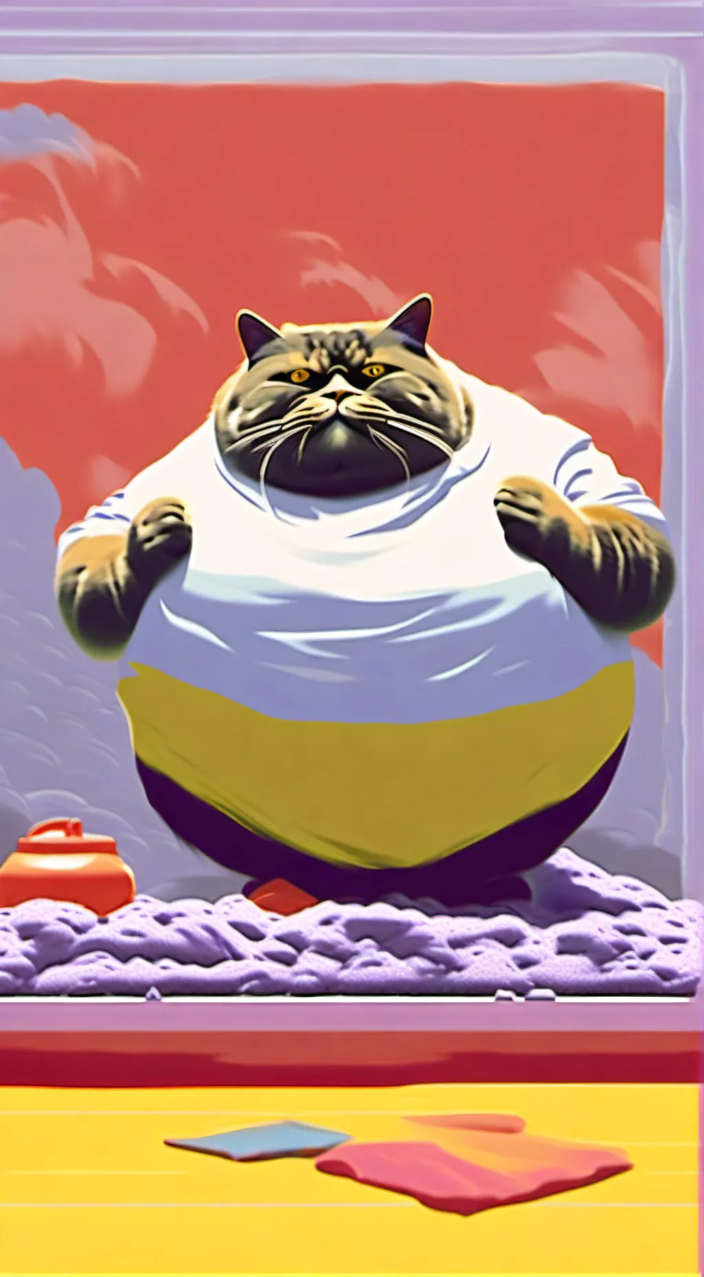 ai character: fat cat  background
