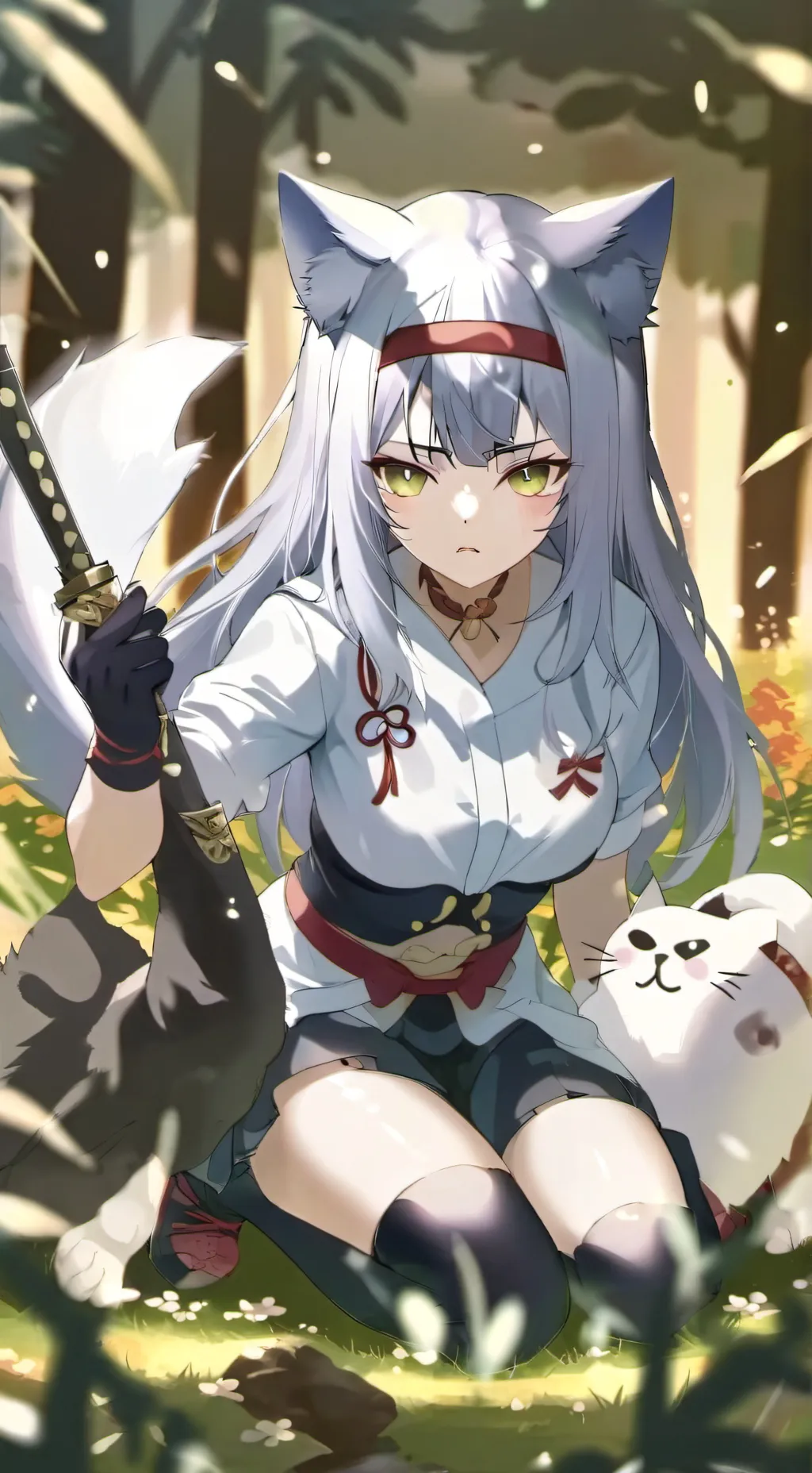 ai character: neko katana catgir background
