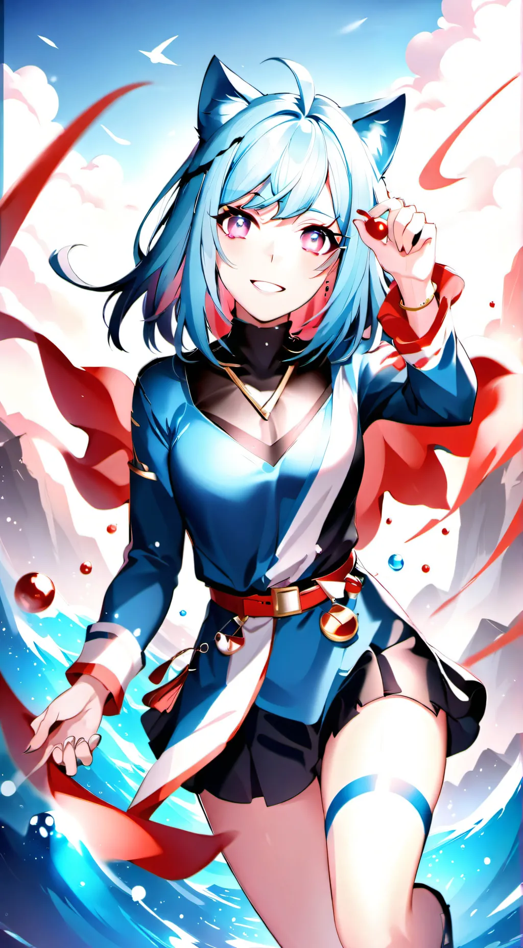 ai character: Blue cherry  background