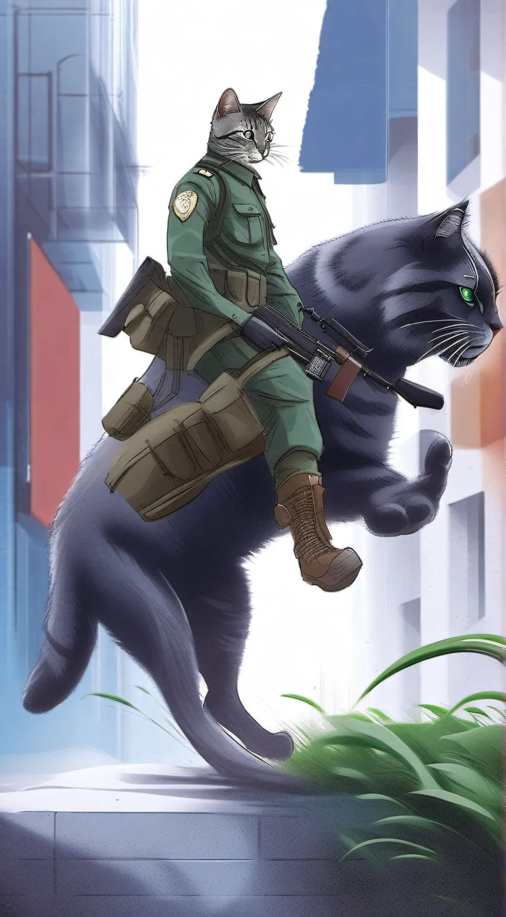 ai character: gato soldado 🐱😺 background